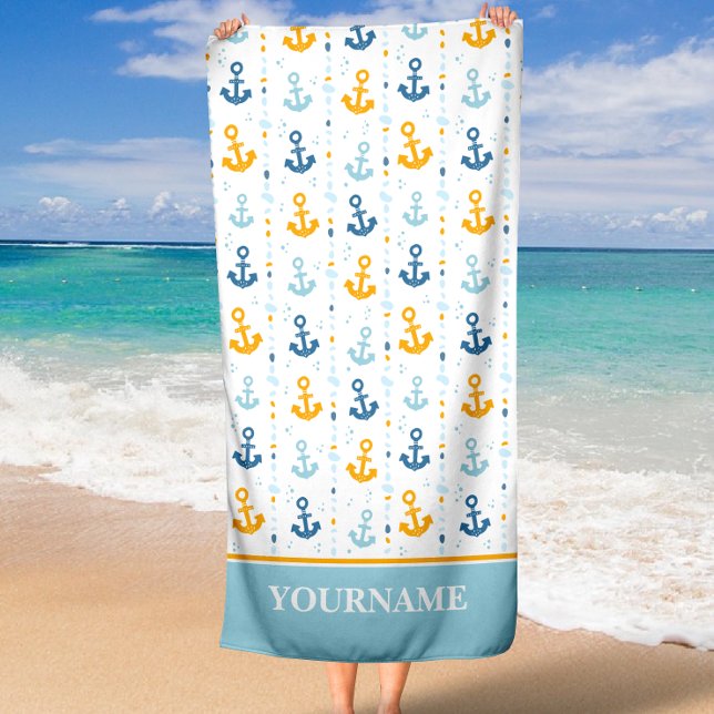 Custom Nautical Anchor Bathroom Ocean Beach Towel (Creator Uploaded)