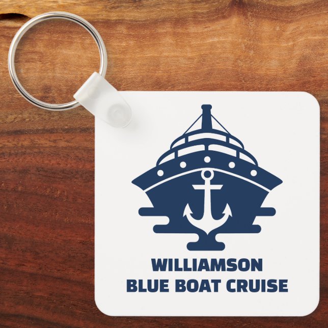 Custom Nautical Anchor Boat Captain Key Ring (Front)