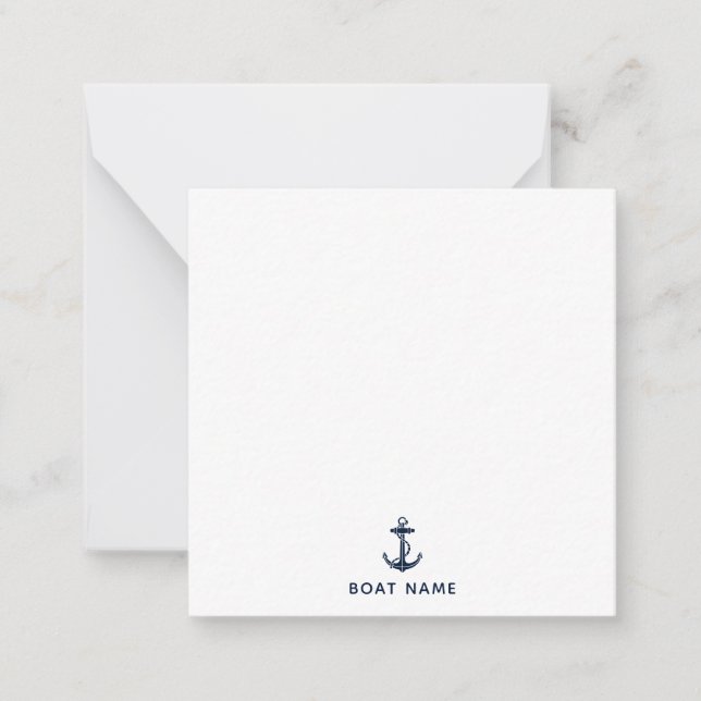 Custom Nautical Anchor Boat Name Captain Card (Front)