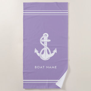Custom Nautical Anchor Boat Name Coastal Beach Towel