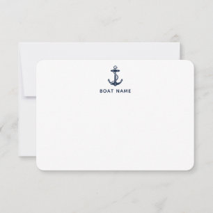Custom Nautical Anchor Boat Name Cruise Crew Thank You Card