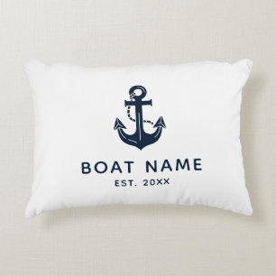 Custom Nautical Anchor Boat Name Decorative Cushion