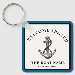 Custom Nautical Anchor – Boat Name & Location      Key Ring