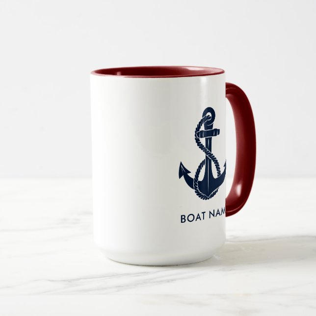 Custom Nautical Anchor Boat Name Mug (Front Right)
