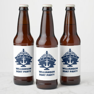 Custom Nautical Anchor Boat Party Beer Bottle Label