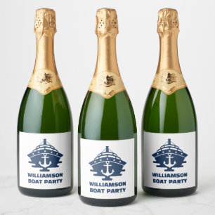 Custom Nautical Anchor Boat Party Sparkling Wine Label
