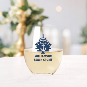 Custom Nautical Anchor Boat Party Stemless Wine Glass