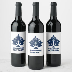 Custom Nautical Anchor Boat Party Wine Label