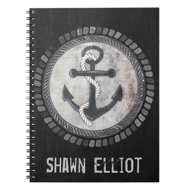 Custom Nautical Anchor Chalkboard Photo Notebook (Front)