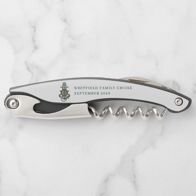 Custom Nautical Anchor Family Cruise Corkscrew (Front)