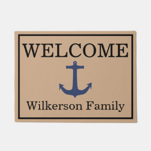Custom Nautical Anchor Family Name Door Mat