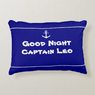Custom Nautical Anchor Navy Blue and White Decorative Cushion
