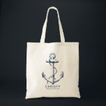 Custom Nautical Anchor Navy Blue Bridesmaid Tote Bag<br><div class="desc">Enjoy this nautical custom bridal party gift tote bag with a name below the anchor.</div>