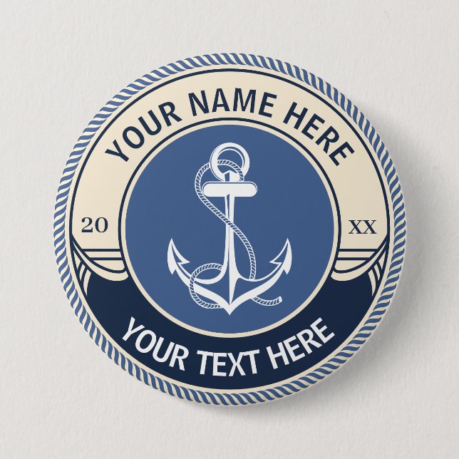 Custom Nautical Anchor Rope Frame 7.5 Cm Round Badge (Front)