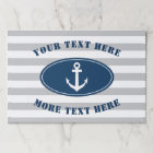 Custom nautical anchor stripe paper party placemat