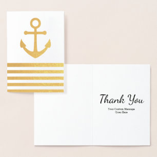 Custom Nautical Anchor Striped Thank You Card