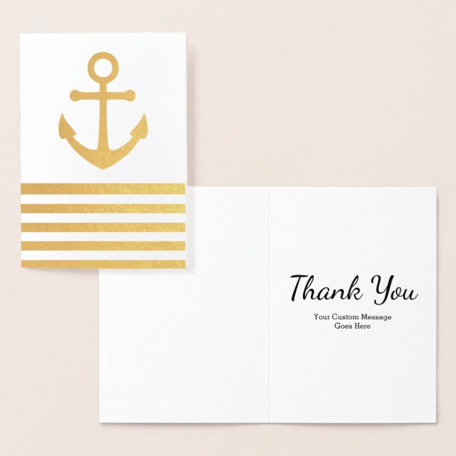 Custom Nautical Anchor Striped Thank You Card (Display)