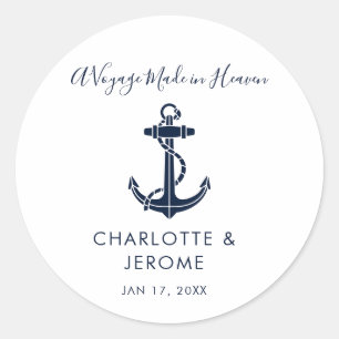 Custom Nautical Anchor Wedding Classic Round Sticker