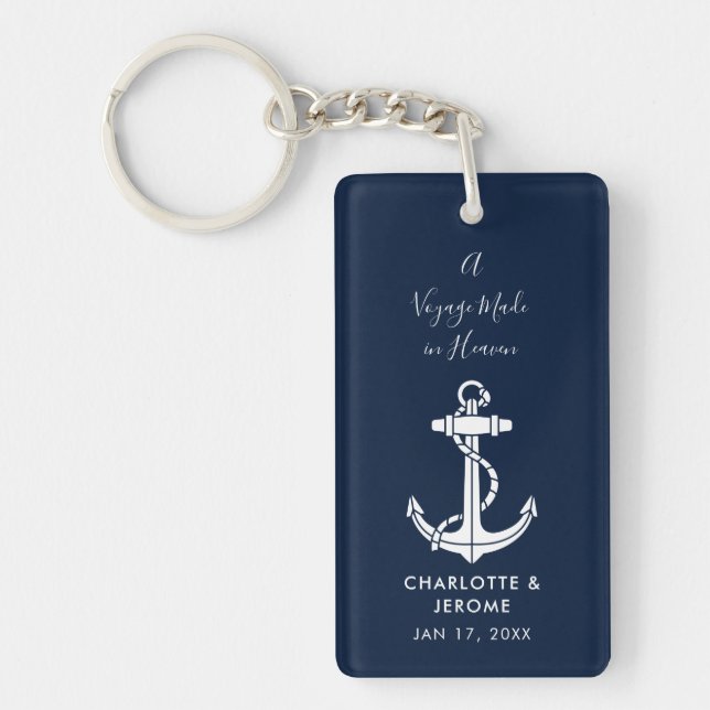 Custom Nautical Anchor Wedding Favours Key Ring (Front)
