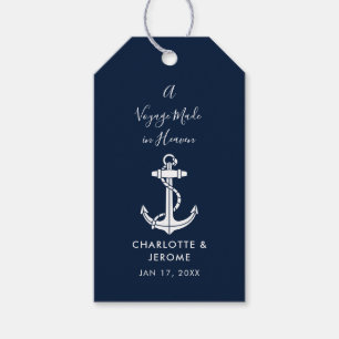Custom Nautical Anchor Wedding Navy Blue Gift Tags