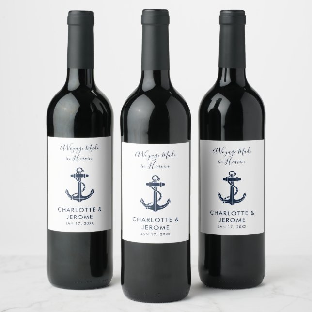 Custom Nautical Anchor Wedding Swag Wine Label (Bottles)