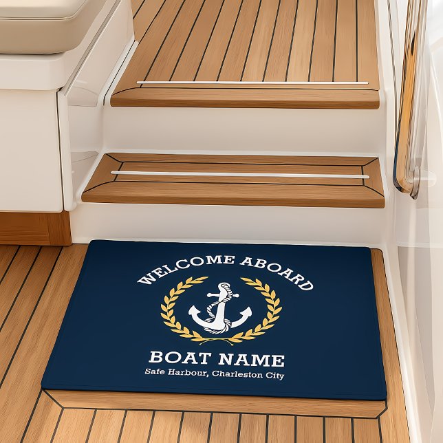 Custom Nautical Anchor Welcome Aboard Boat Doormat (Custom Nautical Anchor Welcome Aboard Boat Doormat)
