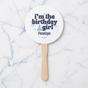 Custom Nautical Birthday Girl Hand Fan