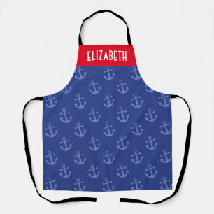 Custom Nautical Blue Anchor Chef's Apron