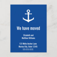 Custom Nautical Blue and White Moving Announcement