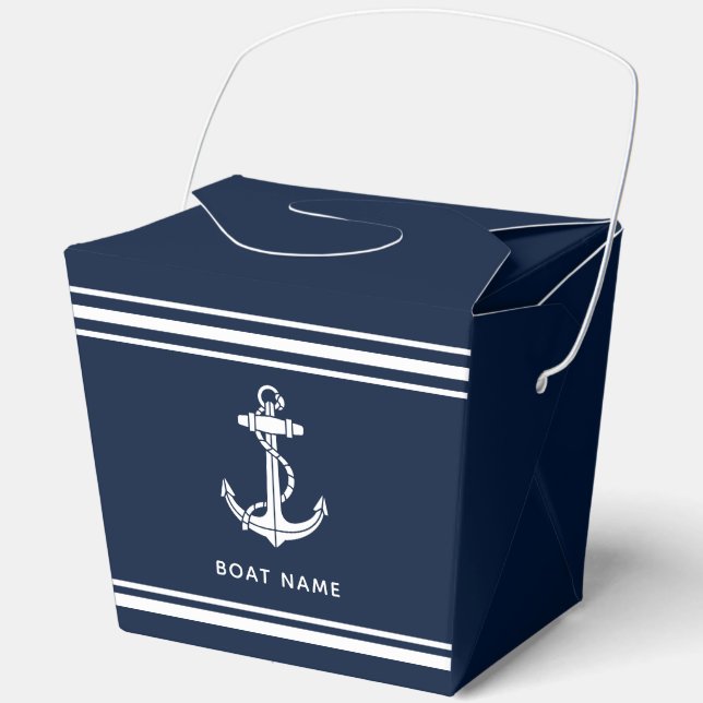 Custom Nautical Boat Anchor and Name Favour Box (Front)