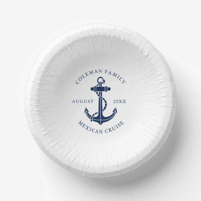 Custom Nautical Boat Anchor Family Name Paper Plate (Front)