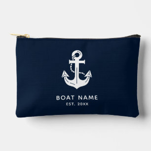 Custom Nautical Boat Name Anchor Accessory Pouch