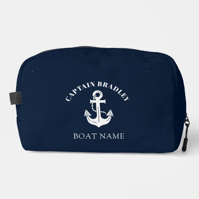 Custom Nautical Boat Name Anchor Captain Dopp Kit (Front)