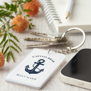 Custom Nautical Boat Name Anchor Captain Key Ring