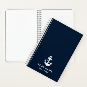 Custom Nautical Boat Name Anchor Notebook