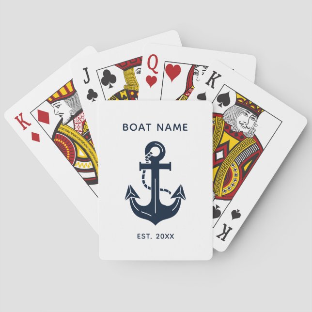 Custom Nautical Boat Name Anchor Playing Cards (Back)