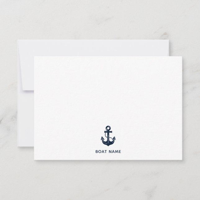Custom Nautical Boat Name Anchor Thank You Card (Front)