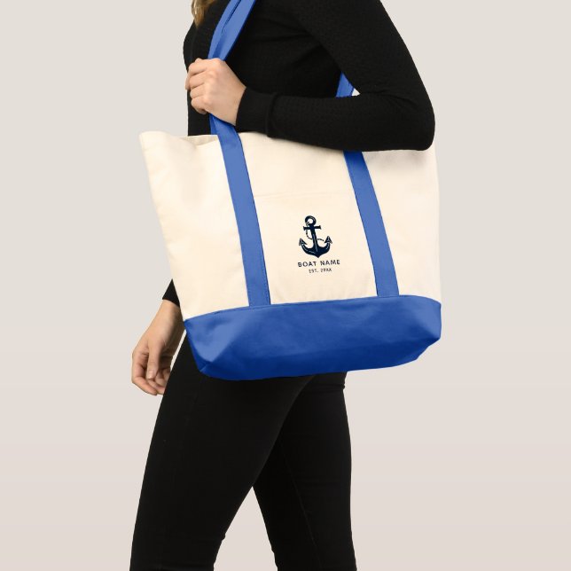 Custom Nautical Boat Name Anchor Tote Bag (Front (Product))