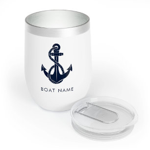 Custom Nautical Boat Name Navy Blue Anchor