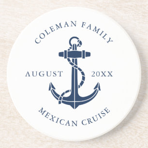 Custom Nautical Boat Navy Blue Anchor  Coaster