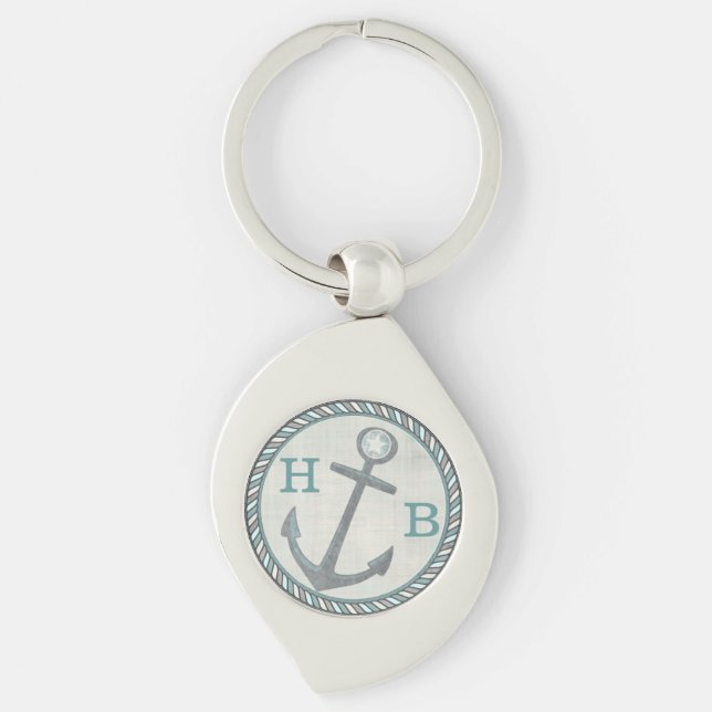 Custom Nautical Captain Dad Father's Day Keychain (Front)