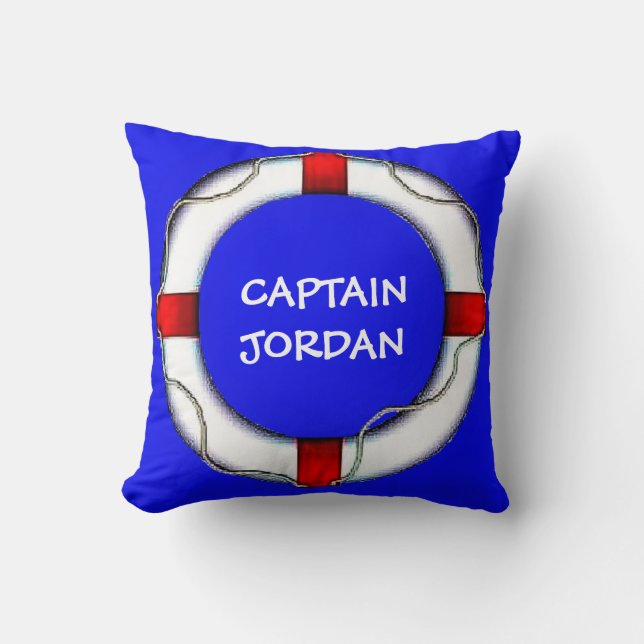 Custom Nautical Captain Lifesaver Cushion (Front)