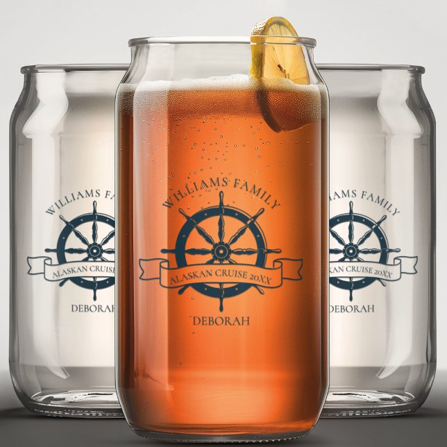 Custom Nautical Cruise Ship Wheel Boat Captain Can Glass (Creator Uploaded)