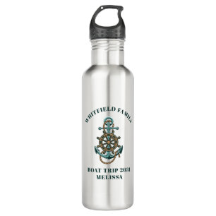 Custom Nautical Family Cruise Vacation Boat Trip 710 Ml Water Bottle