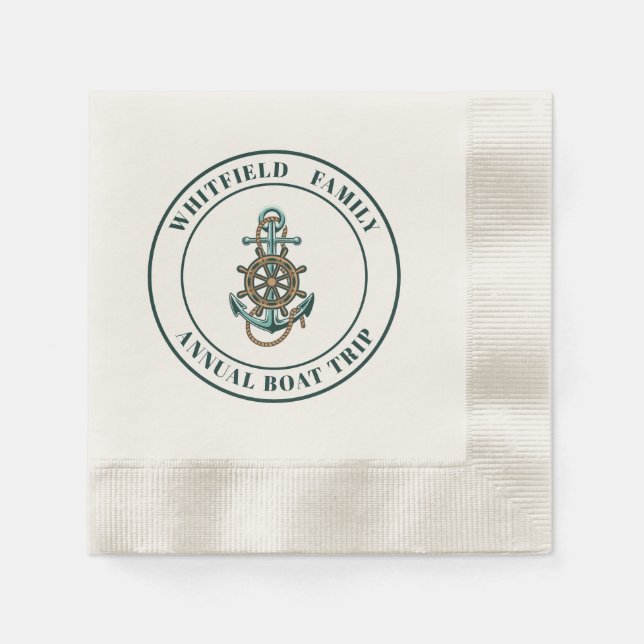 Custom Nautical Family Yacht Summer Sailing Napkin (Front)