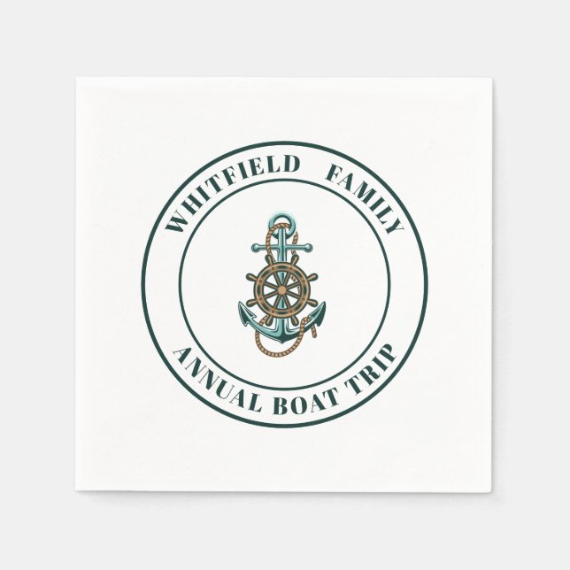 Custom Nautical Family Yacht Summer Sailing Paper Napkin (Front)