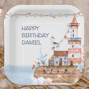 Custom Nautical Lighthouse Paper Plate