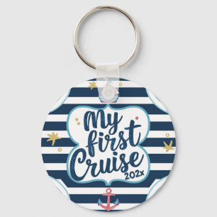Custom nautical my first cruise key ring