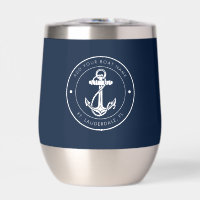 Custom Nautical Navy Blue Anchor Boat Name