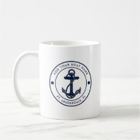 Custom Nautical Navy Blue Anchor Boat Name